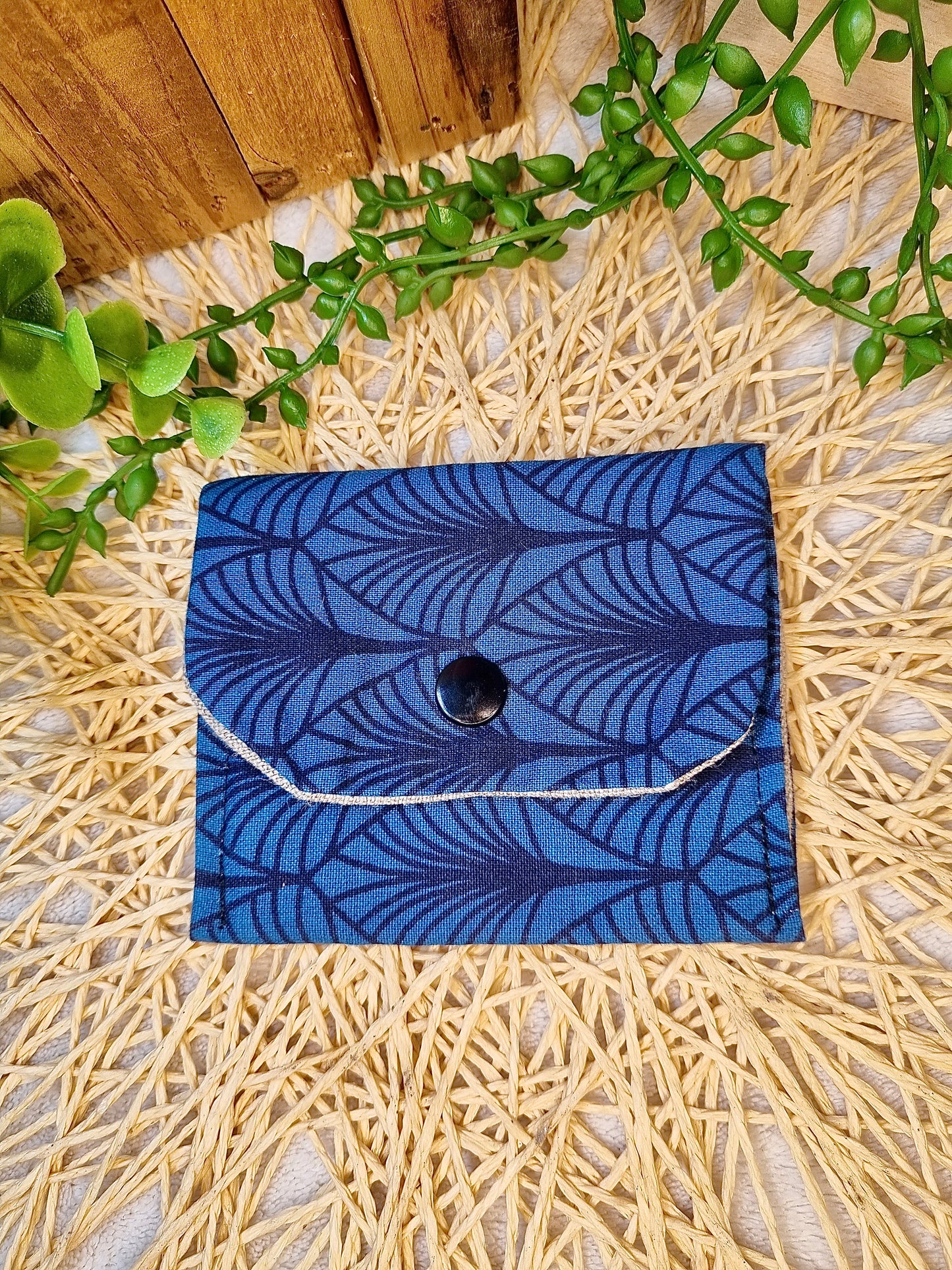 Porte Monnaie plume de paon bleue