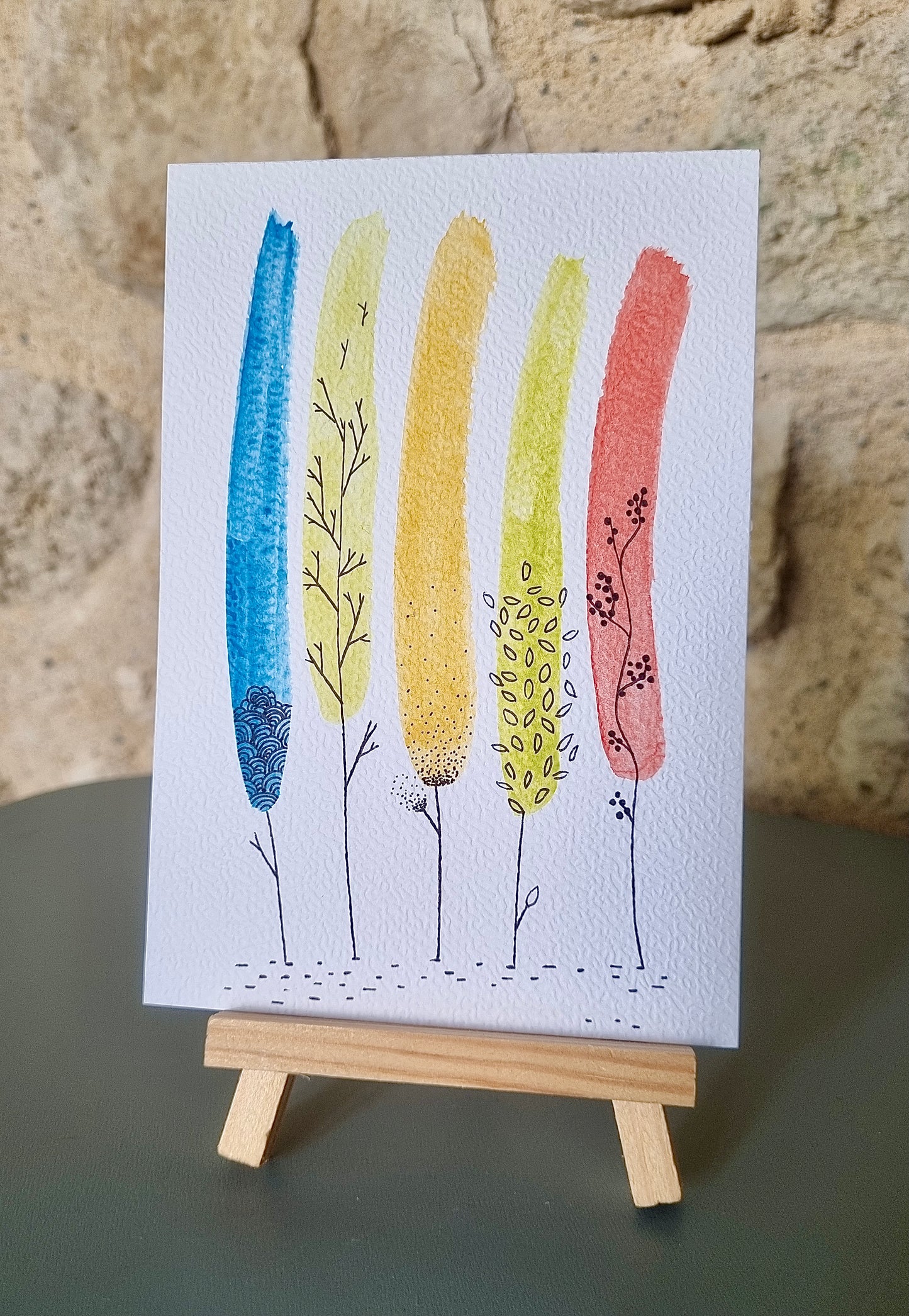 Aquarelle trait en fleur