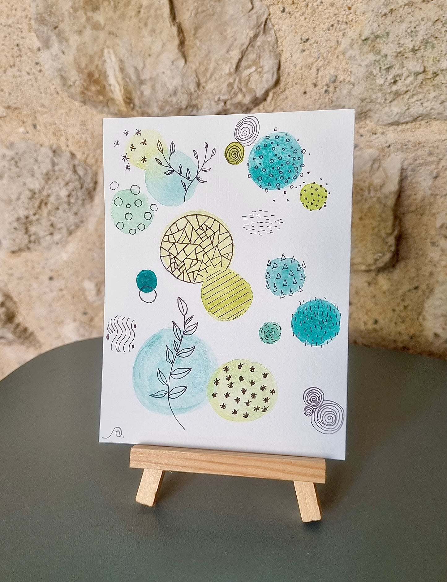 Aquarelle fleurs vertes