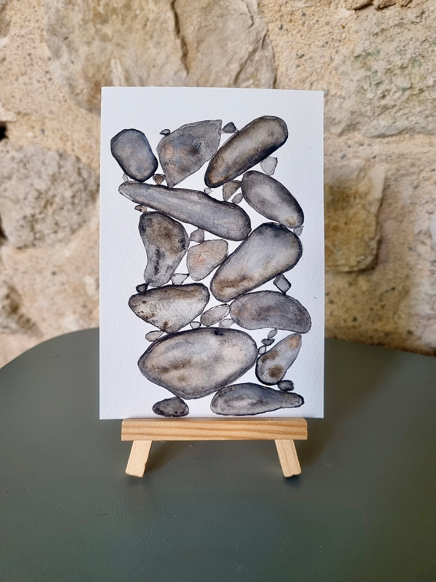 Aquarelle l'équilibre des galets