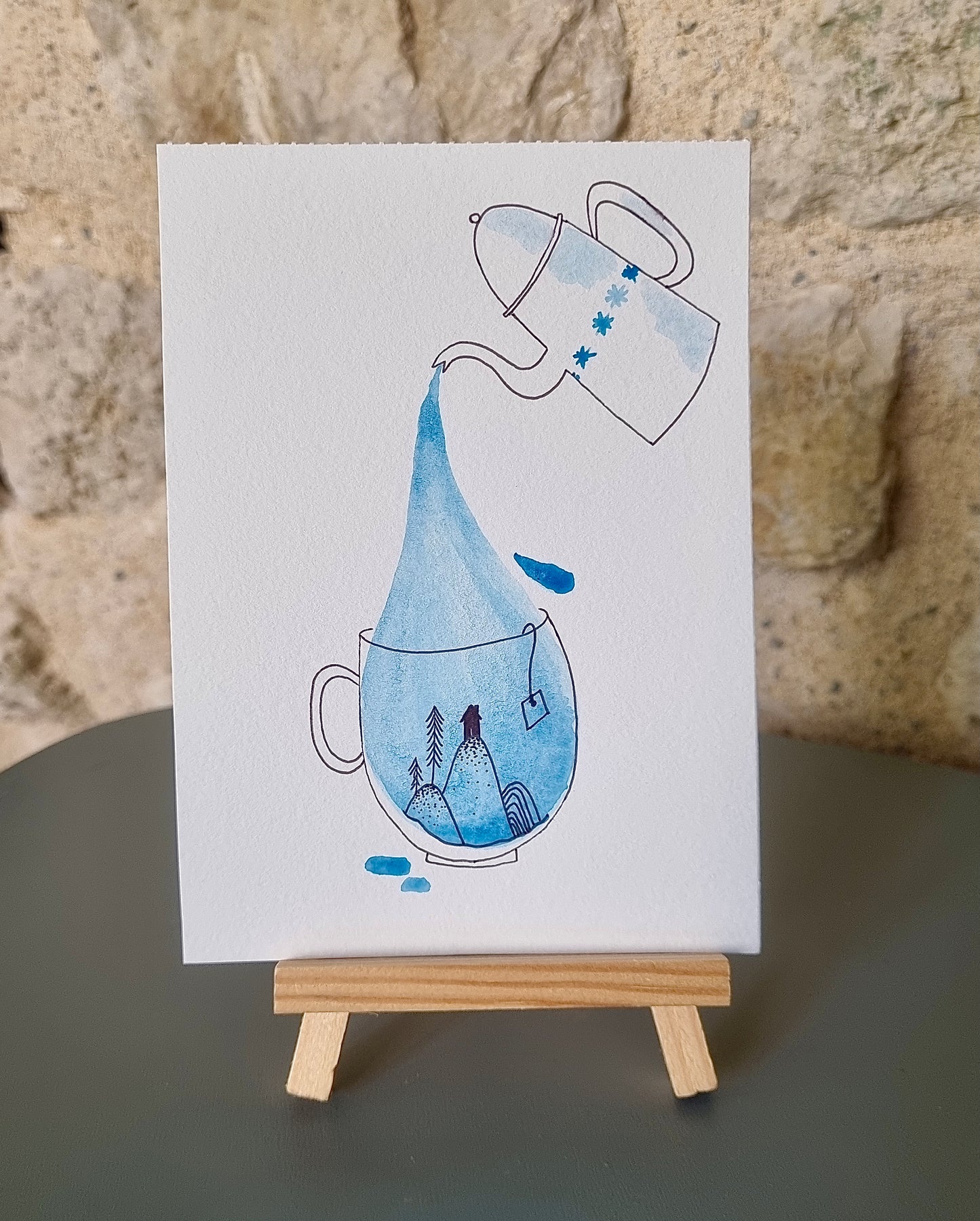 Aquarelle Monde en thé