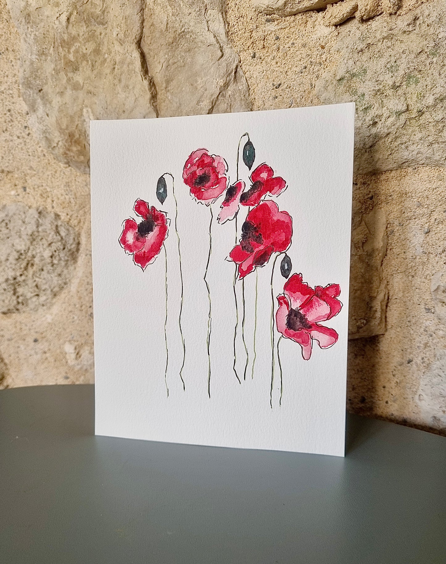 Aquarelle Coquelicots