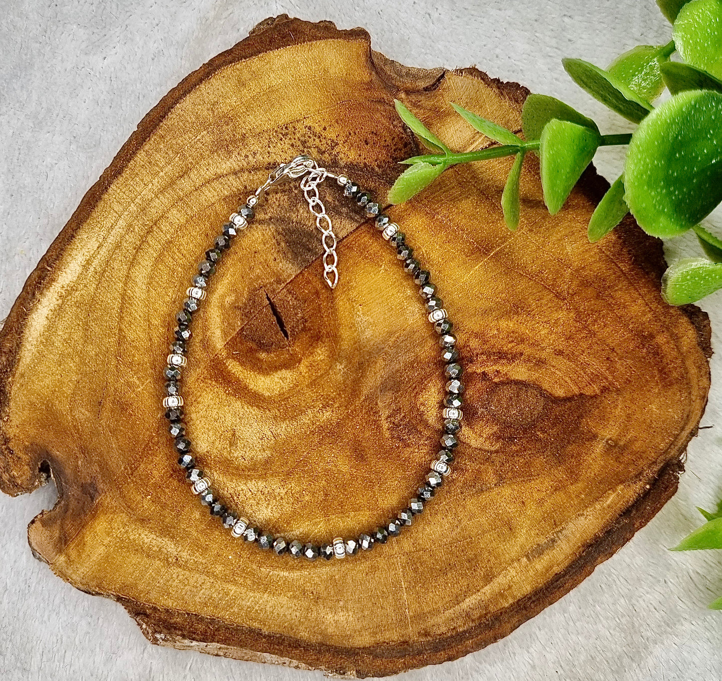 Bracelet perles en verre noires