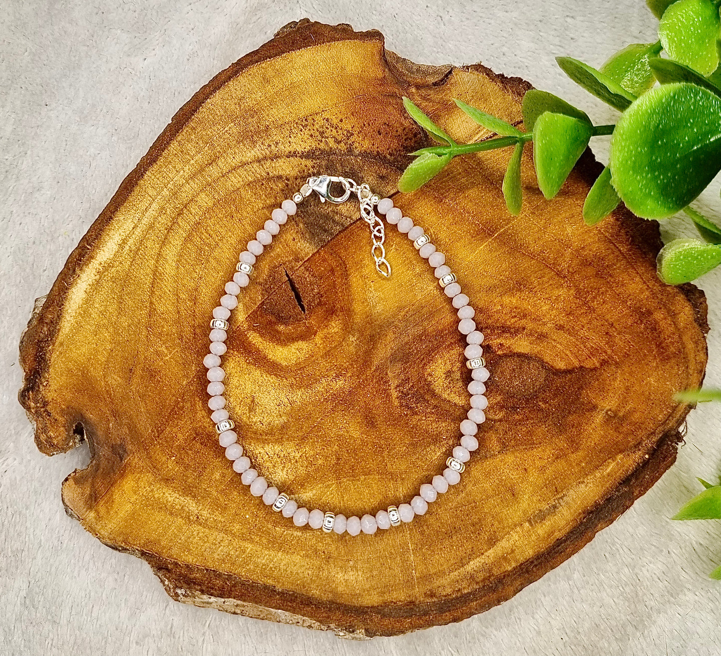 Bracelet perles en verre violettes