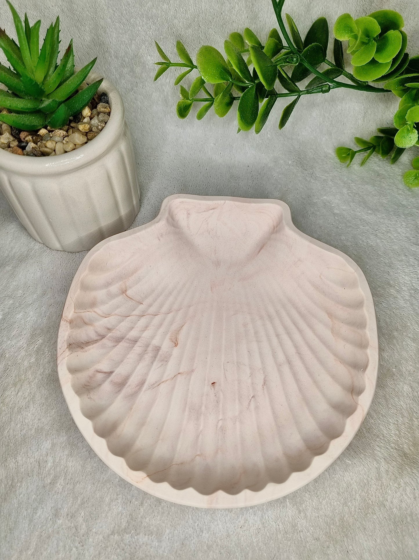 Coupelle coquillage effet marbre rose