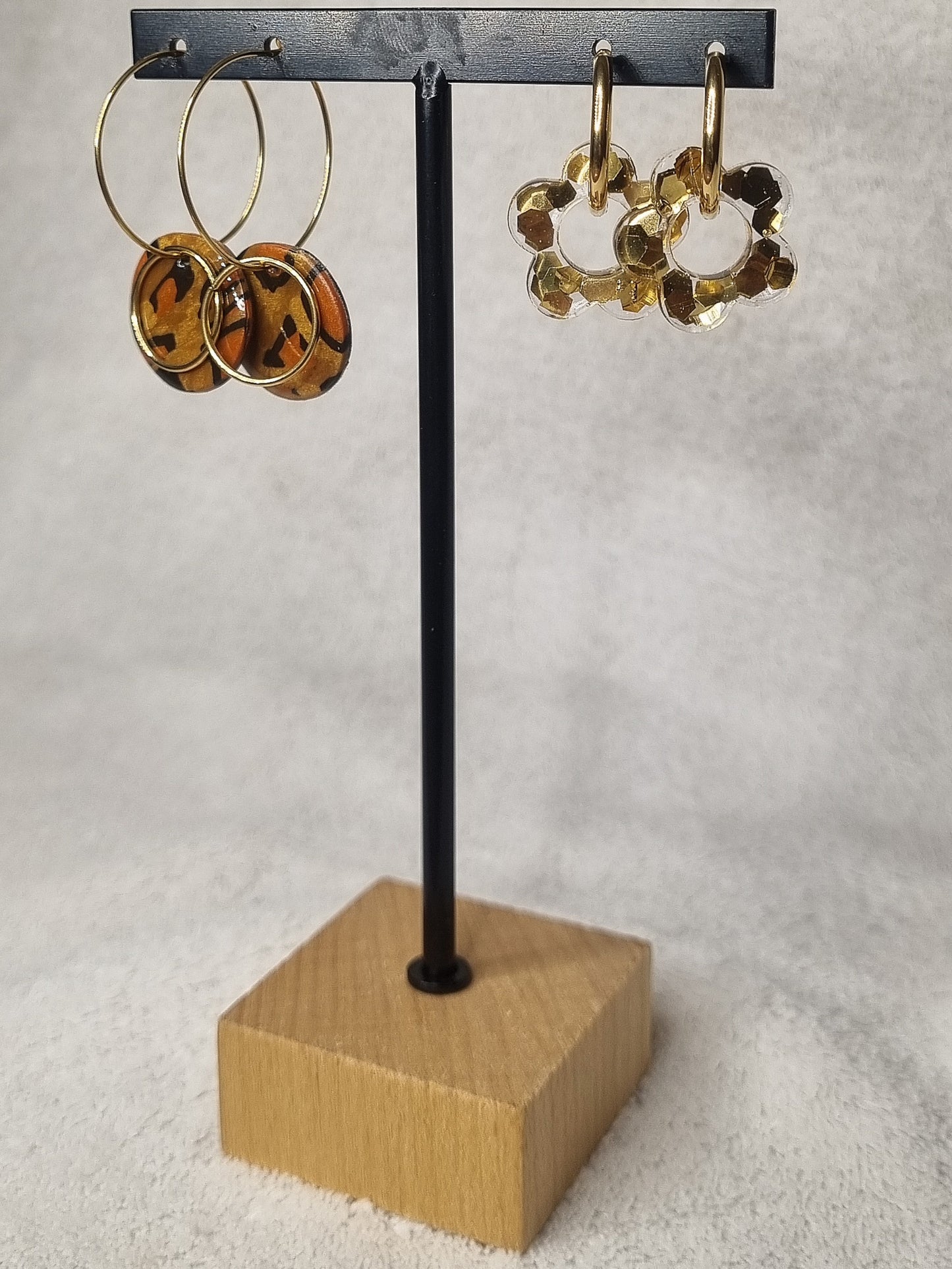 BO polymère léopard et résine paillette