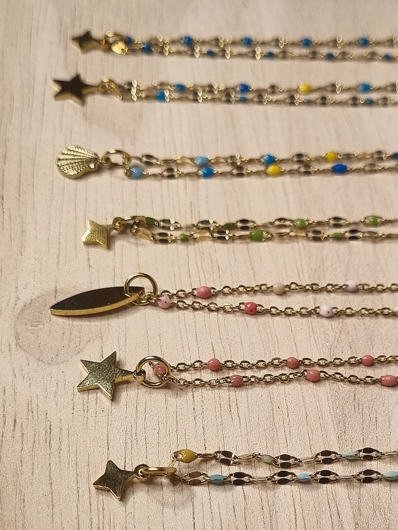 Colliers chaînes perlées