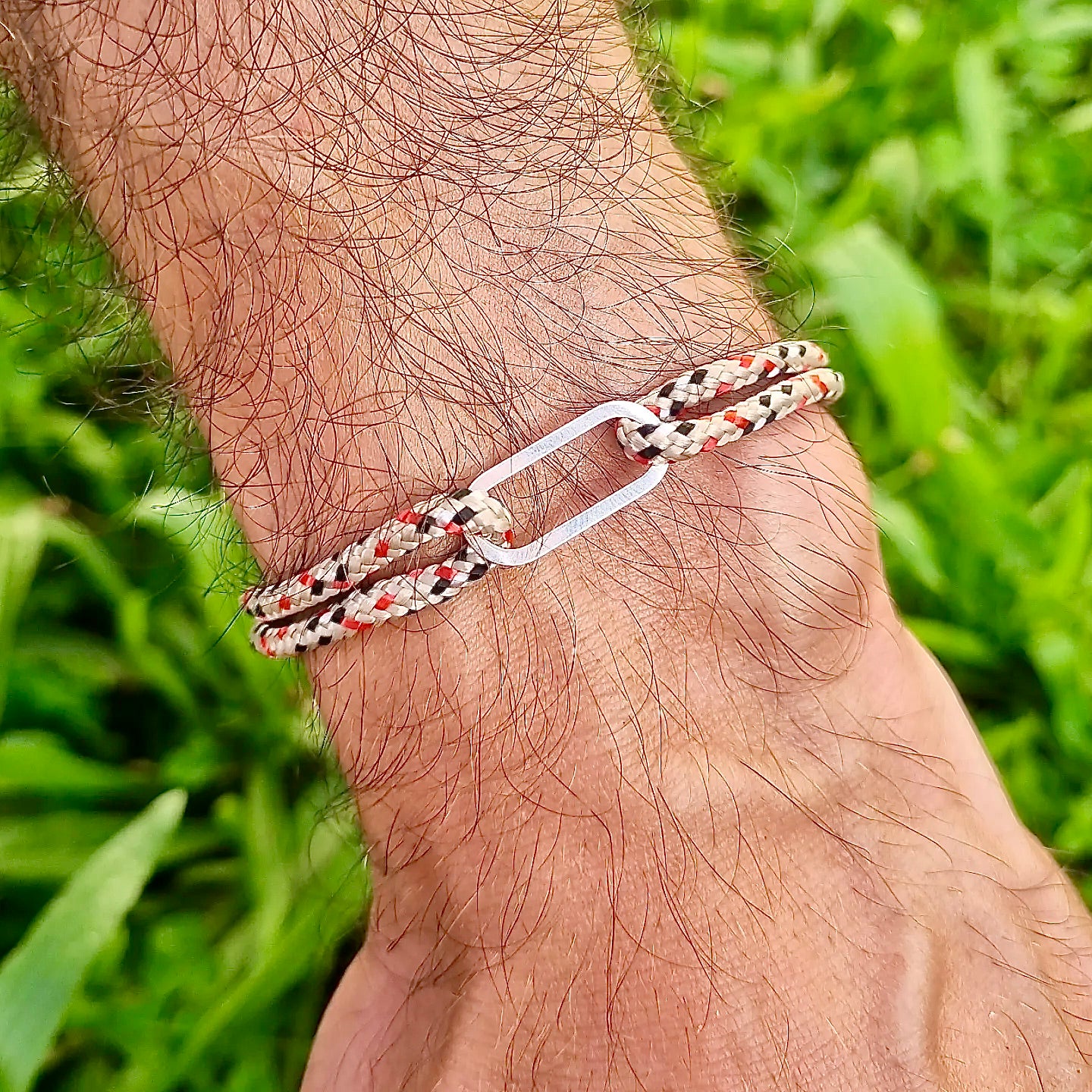 Bracelet Lien Coulissant ovale beige bleu rouge blanc