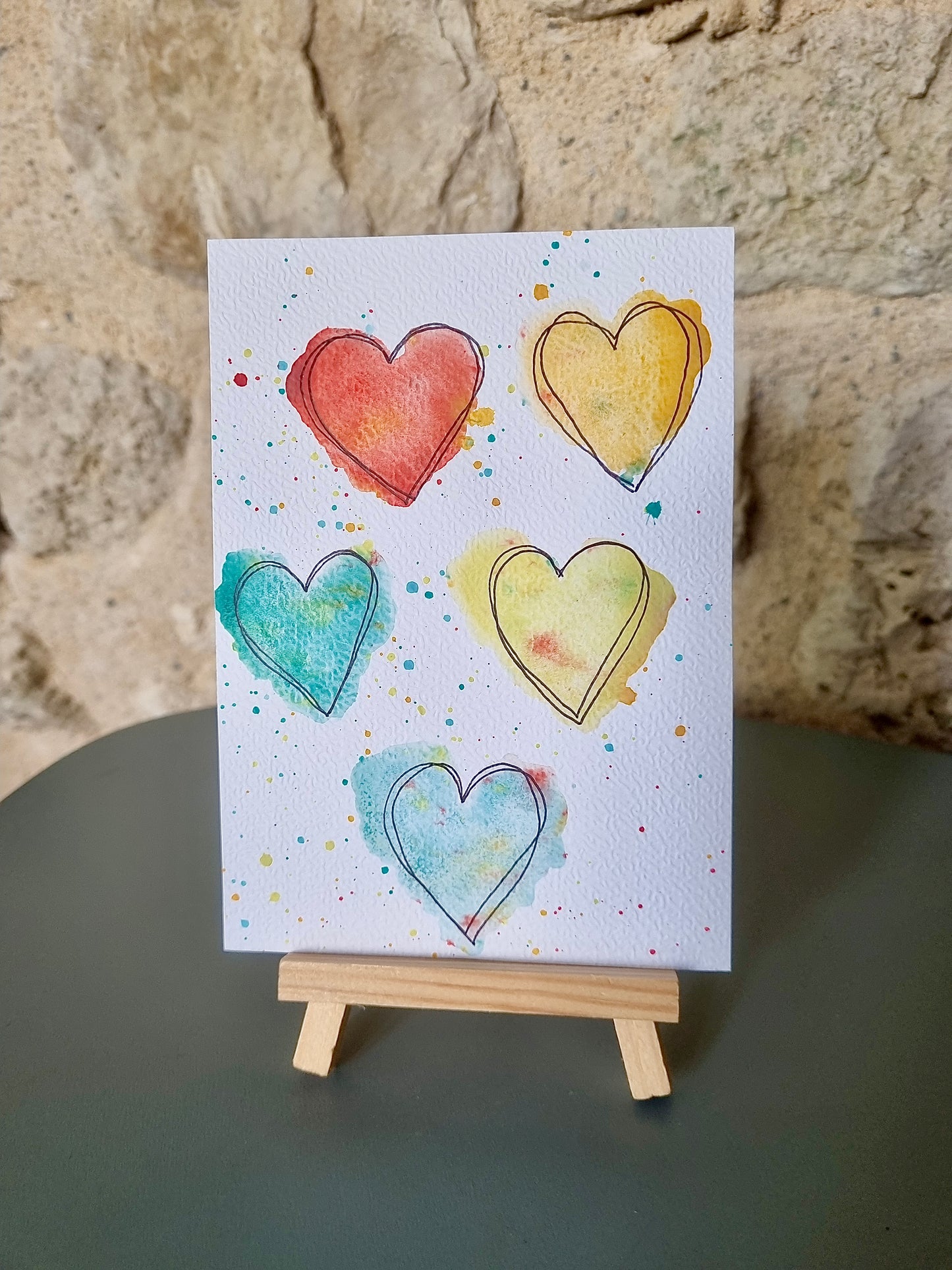 Aquarelle petits coeurs