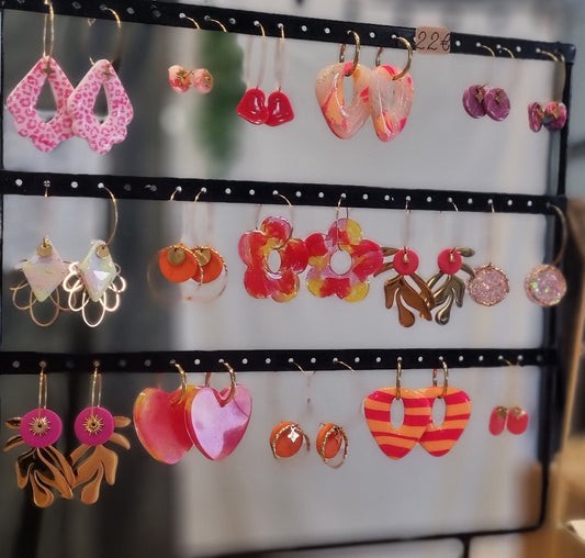 Boucles d'oreilles Pâte Polymère et Bio-résine