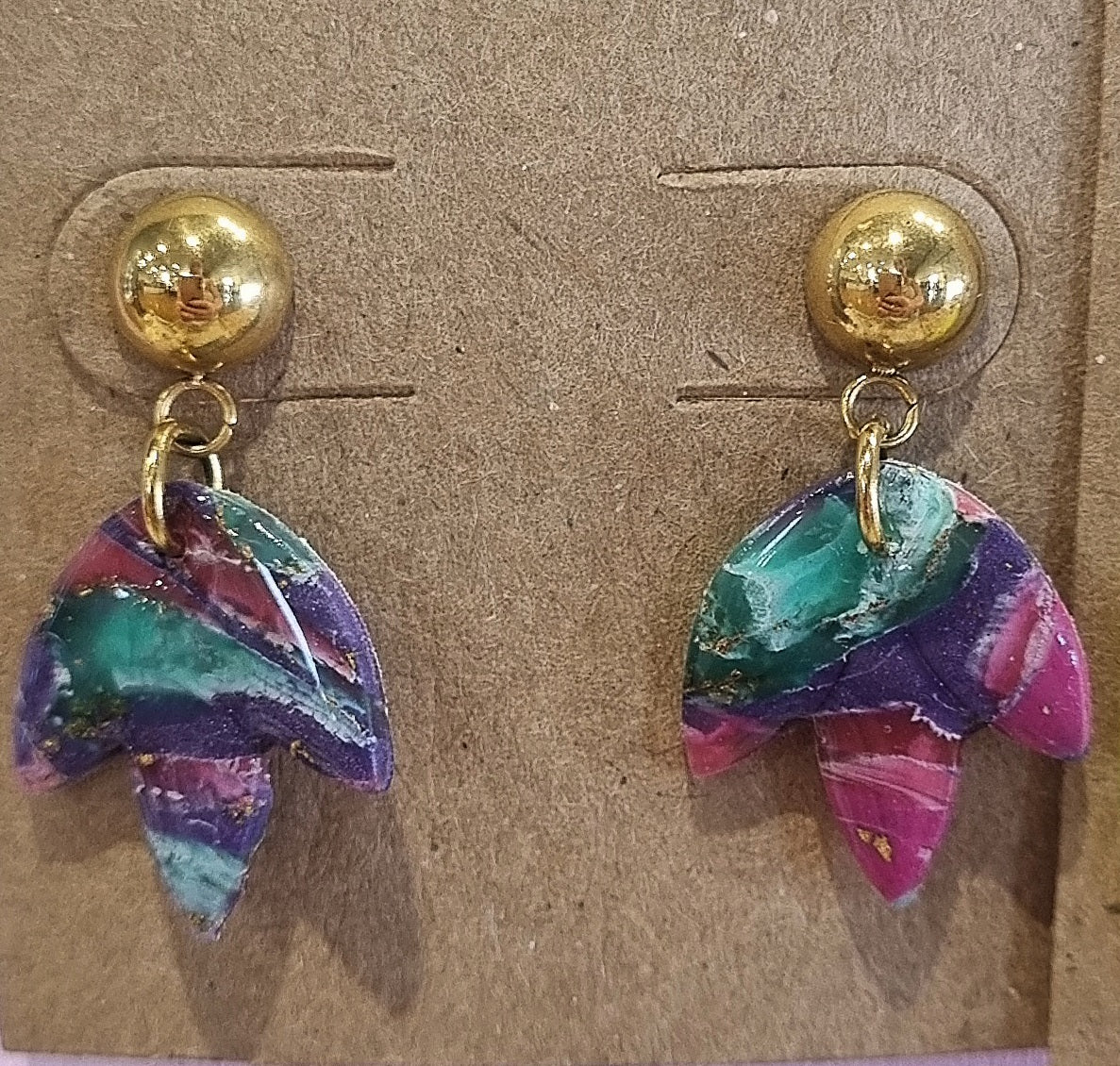 Boucles d'oreilles Pâte Polymère et Bio-résine