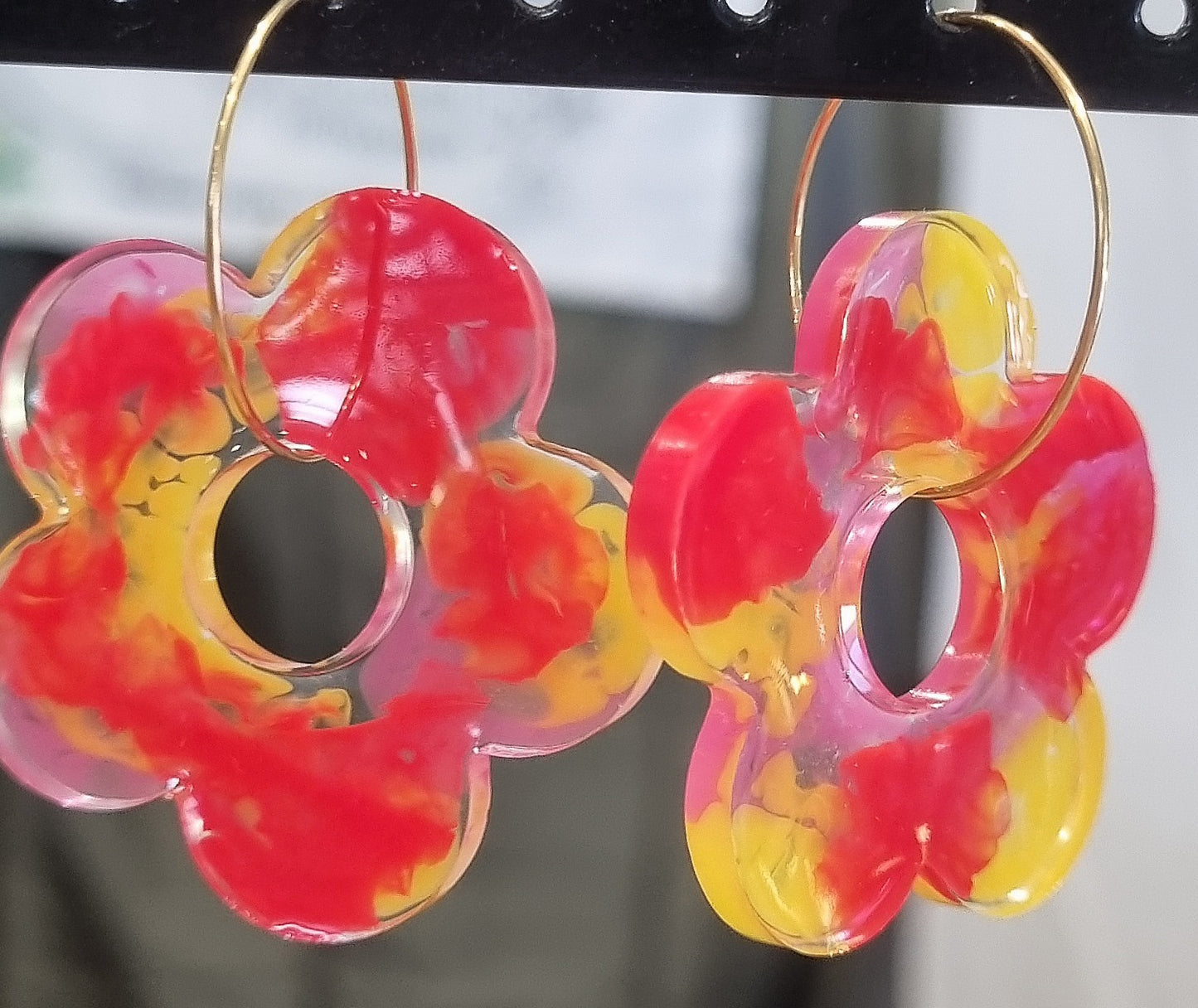 Boucles d'oreilles Pâte Polymère et Bio-résine